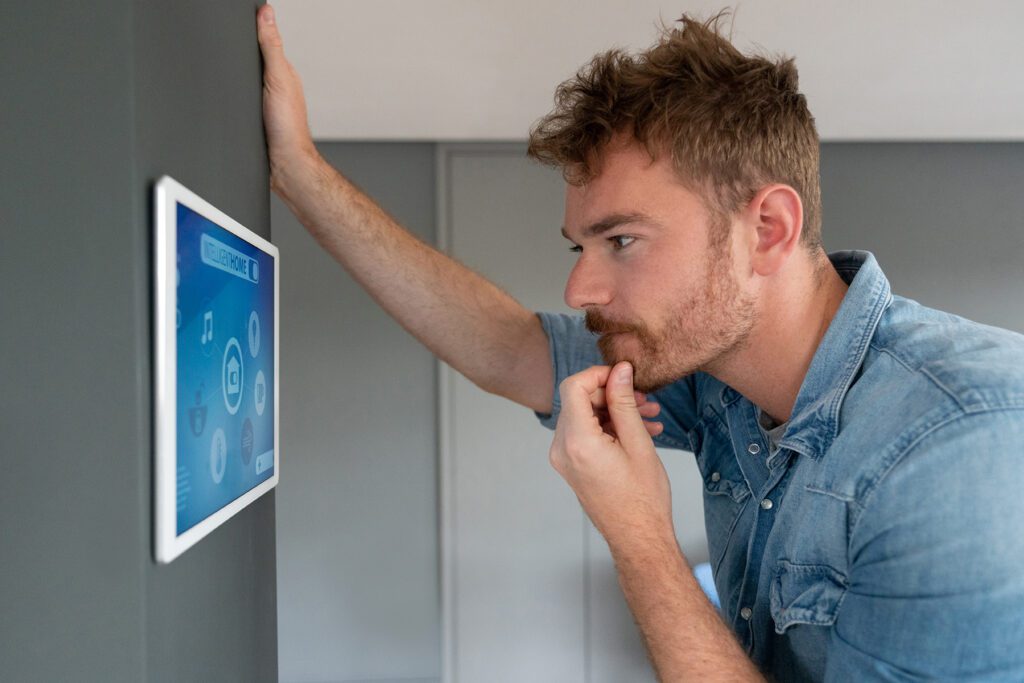 Man tries to understand a confusing smart home product.